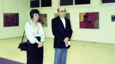 Steffa Reis and Director Mordechai Marmor, exhibition opening, Petach Tikva Museum of Art,1983
